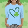 thumbnail image 2 of lnmuld Cute Tops Stylish Girls Graphic St Patricks Day Tee Fashionable Versatile Round Neck Three Quarter Sleeve Casual Shirt Size:13-14 Years, 2 of 4