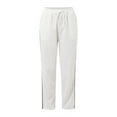 thumbnail image 5 of Women's Plus White Linen Pants Women Petite Women Solid Pants High Waisted Wide Leg Pants Fashion Drawstring Elastic Trousers Comfy Straight Leg Long Pants with Pockets, 5 of 5