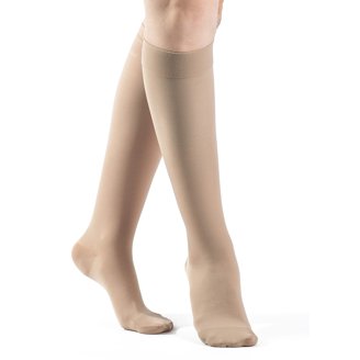 Medi Plus Open Toe Thigh High Compression Stockings – 30-40 MmHg, Petite Beige, Waist Attachment