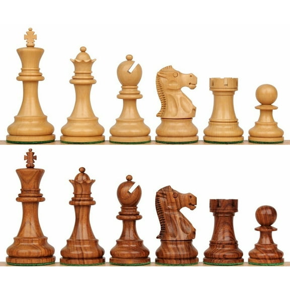 Deluxe Old Club Series Chess Set - Golden Rosewood & Boxwood Pieces - 3.75" King