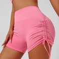 thumbnail image 2 of felwors High Waisted Yoga Shorts Ruched Drawstring Tummy Control Lifting Athletic Running Pink for Size L, 2 of 5