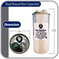 thumbnail image 2 of Appli Parts Dual Run Capacitor for ac 40+7.5 Mfd uF (microfarads) 370VAC CBB65 Round Universal fit for hvac and other applications 2 in Wide 4-3/4 in Height CON-40/7.5-370-R, 2 of 8