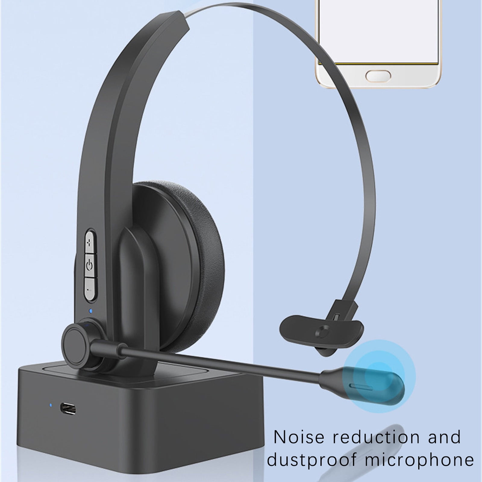 COFEST Trucker Bluetooth Headset, Wireless Headset with Microphone for PC, Bluetooth Headset with Microphone Noise Cancelling, for Cell Phones, Computer, Truck Drivers