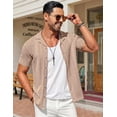 thumbnail image 4 of COOFANDY Mens Casual Beach Shirt Retro Knit Button Down Polo Shirt Short Sleeve Vacation Shirts, 4 of 6