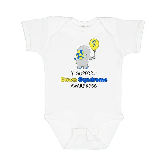 Inktastic I Support Down Syndrome Awareness Elephant with Balloon Boys or Girls Baby Bodysuit