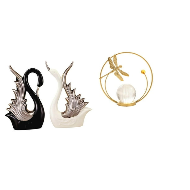 Figuras De Cristal De Cisne, Escultura De Metal De Cerámica, Adorno De Escritorio, Estatua, Soporte Para Estante, Aniversario, Chimenea, Pasillo, Dormitorio, Sala De Estar, Oficina