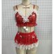 thumbnail image 4 of Gibobby Lencería de encaje para mujer Conjunto de lencería sexy europea y americana para mujer el día de Navidad (Rojo, S), 4 of 5