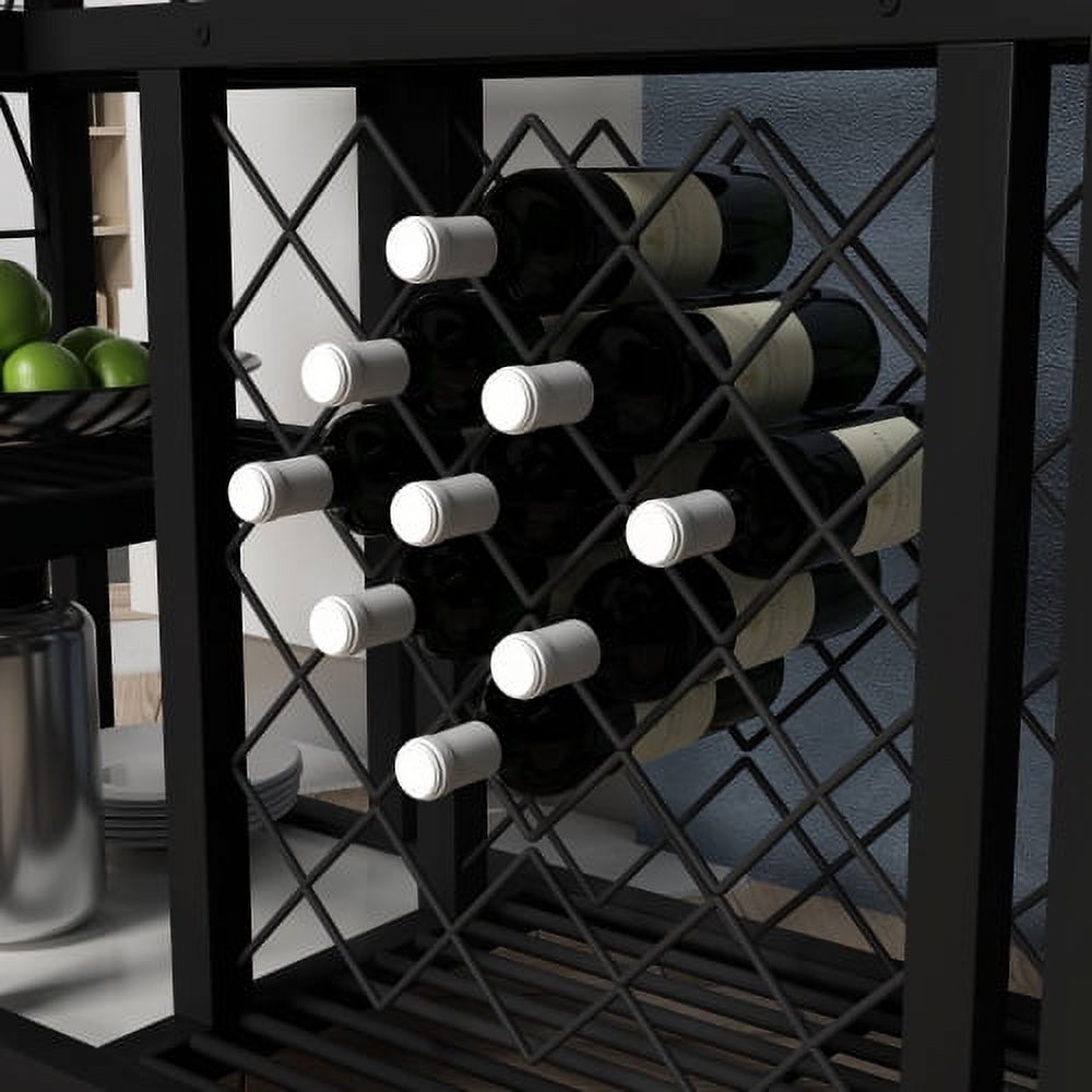 Aukfa Metal Wine Rack Table with Glass Holder Freestanding Wine Bar Cabinet for Kitchen-White