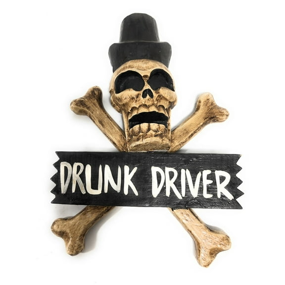 Drunk Driver Skull & Bones Sign 12" - Wall Decor | #kng21031