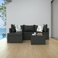 thumbnail image 4 of Phonjoroo 5PCS Patio Furniture Sets All Weather Outdoor Sectional Sofa Manual Weaving Wicker Rattan Outdoor Conversation Set with With Cushion And Glass Table, Black, 4 of 7