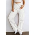 thumbnail image 3 of Women's White High Waist Straight Leg Cargo Pants with Pockets | [ZhiHiMeRi] | 10, 3 of 12