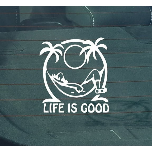 Life Is Good At The Beach Decal Sticker | 5.5-Inches Wide | White Vinyl Decal