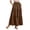 Brown, variant on Women's Summer Maxi Skirt Trendy High Waist Pleated Ruffle Long Skirts Flowy Beach Boho Skirt Dress with Pockets (Green, L)