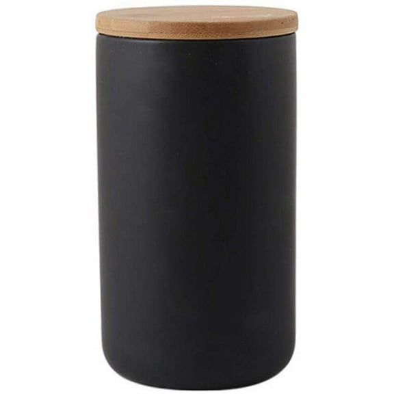 Ceramic Food Storage Jar Containers Kitchen Canisters with Airtight Seal Lid for Coffee Beans Sugar Spices (Large Black)