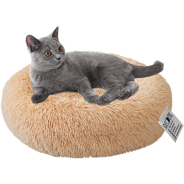 Dog Bed Donut Soft Plush Round Pet Bed For Deep Sleep Of Dogs Cats