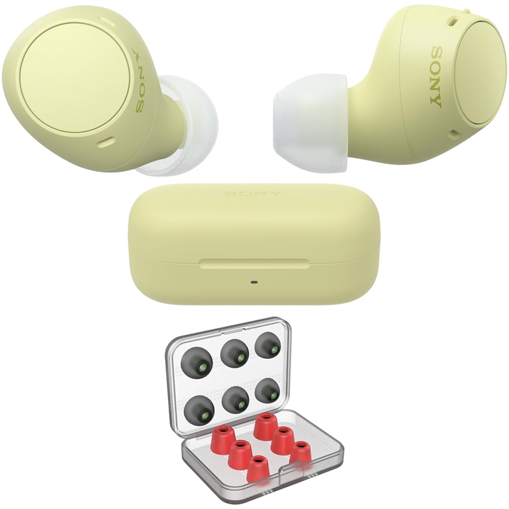 Sony WF-C510 Truly Wireless Earbuds with 22-Hour Battery, IPX4, Multipoint, Yellow Bundle with Deco Essentials 6 Pairs of In-Ear Earbud Tips (S/M/L Sizes)