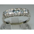thumbnail image 3 of LBG British Made 9ct White Gold Natural Aquamarine Womens Band Ring - Size 8.75 - 33 size options, 3 of 7