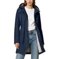 thumbnail image 5 of HappyYEE Women's Rain Coat with Drawstring Waist Plaid Lined Hooded Windbreaker Lightweight Waterproof Rain Jacket with Pockets L, 5 of 9