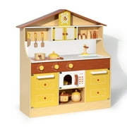 Elegant Choise Wooden Play Kitchen Set for Kids Toddlers, Toys Gifts for Boys and Girls,Yellow