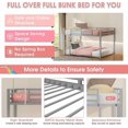thumbnail image 3 of Kumix Full Over Full Bunk Bed, Metal Bunk Bed Frame with Safety Guardrail, Low Bunkbed Frame for Teens Adults, Save Space, No Box Spring Needed, Silver, 3 of 6