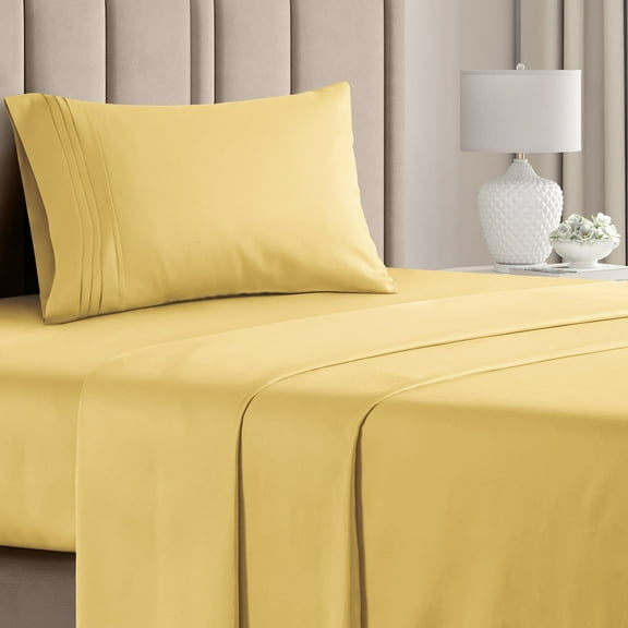 CGK Linens 3-Piece Ultra Soft & Comfy Hotel Luxury Sheet Set - Twin Size Cooling Bed Sheet Fits 8"-16" Mattresses, Yellow