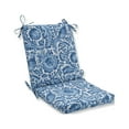 thumbnail image 2 of 36.5" Blue and White Contemporary Outdoor Square Corner Seat Cushion with Ties, 2 of 2