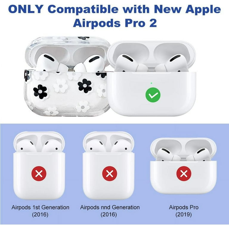 Compatible with AirPods Pro 2 Clear Case,Cute Cartoon Flower