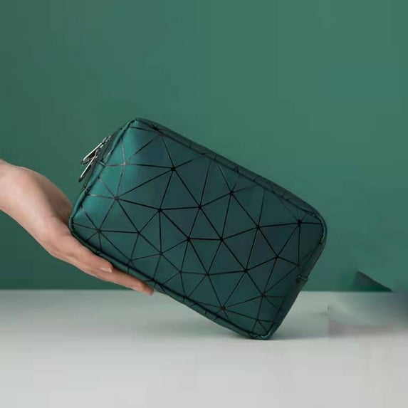 Outdoor Portable Wallet Storage Bag Cosmetic Pouch Travel Clutch Bag For Money Rhombic Lattice For Credit Card Coin Purse Lipstick Bag Cosmetic Bag Makeup Storage Bag GREEN L