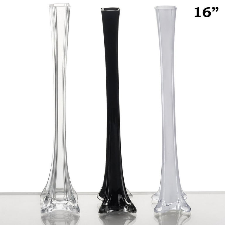 Roshtia 2 Pcs Eiffel Tower Vase Bulk 16 Inch Flute Vase Glass Vases Tall  Glass Vases Long Skinny Vase Base Glass for Wedding Centerpiece Flowers