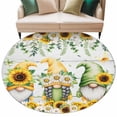 thumbnail image 6 of Spring Gnomes Round Rug 8ft Washable Circle Rugs Non Slip Botanical Yellow Flowers Leaves Wooden Plank Large Area Rug Indoor Floor Carpet for Bedroom Kitchen Living Room Home Office Dining Room, 6 of 8