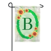 America Forever Spring Monogram Garden Flag Letter B 12.5 x 18 inches Double Sided Vertical Outdoor, Yard, Lawn, Beautiful Flowers, Green Ivy, Floral Wreath, Summer Flower Garden Flag