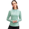 thumbnail image 5 of Hanerdun Womens Athletic Shirts with Thumb Hole Long Sleeve 1/4 Zip Yoga Workout Tops Tees Green M, 5 of 7