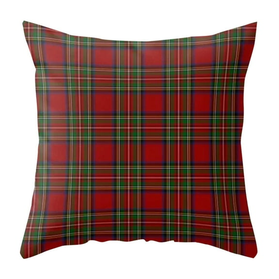 Plaid Decorative Pillow Covers - Set of 2, Red/Green Classic Pattern, Farmhouse Style - for Holiday Home Decor