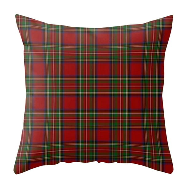 Fundas De Cojín Decorativas De Cuadros Escoceses Para Casa De Campo, Rojo Y Verde