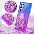 thumbnail image 4 of SPY CASE Phone Case for Samsung Galaxy S22 Ultra Ring Kickstand Case Cover w/ TPU Screen Protector Liquid Glitter for Girls Women [Shock Proof] - Ring Purple/Blue, 4 of 5