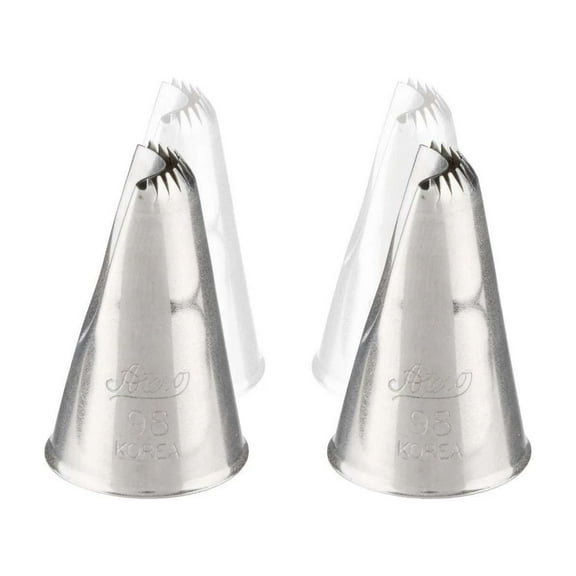 Ateco 98 Shell Piping Cake Decorating Tubes, Plain Tips For Bakeware (2 Pc)