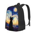 thumbnail image 1 of Balery Cat Under Starry Skies Mochila para hombre y mujer - Tela Oxford 600D resistente - Gran capacidad, resistente al agua, ideal para la escuela, viajes y senderismo, 1 of 6
