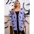 thumbnail image 4 of Women'S Button Cardigan Long Sleeve Loose Casual Knit Cardigan Halloween Bat  M, 4 of 8