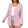 thumbnail image 3 of SROBPTY Womens Jackets, Cardigans for Women, Women's Casual Solid Long Sleeve Tops Blouse Cardigan Coat with Pocket Pink,L, 3 of 5