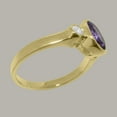 thumbnail image 3 of LBG British Made 10k Yellow Gold Natural Amethyst & Cubic Zirconia Womens Anniversary Ring - 33 size options - Size 4.75, 3 of 6