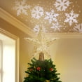 thumbnail image 3 of Christmas Tree Topper Lighted Star Projector Glitter Lighted Silver/Gold shinning Tree Topper with Rotating Snowflake Projector 3D for Indoor Office Xmas New Year Holiday Tree Decoration, 3 of 7
