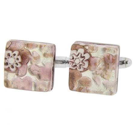 GlassOfVenice Murano Glass Venetian Classic Square Cufflinks - Purple Silver