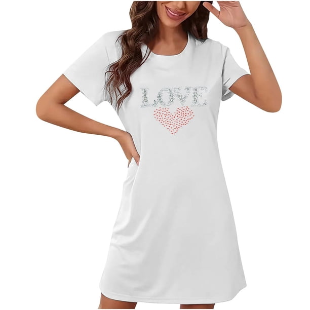 Camisón corto de talla grande para mujer, camisón de manga corta con estampado de pecho a la moda, camisón para mujer