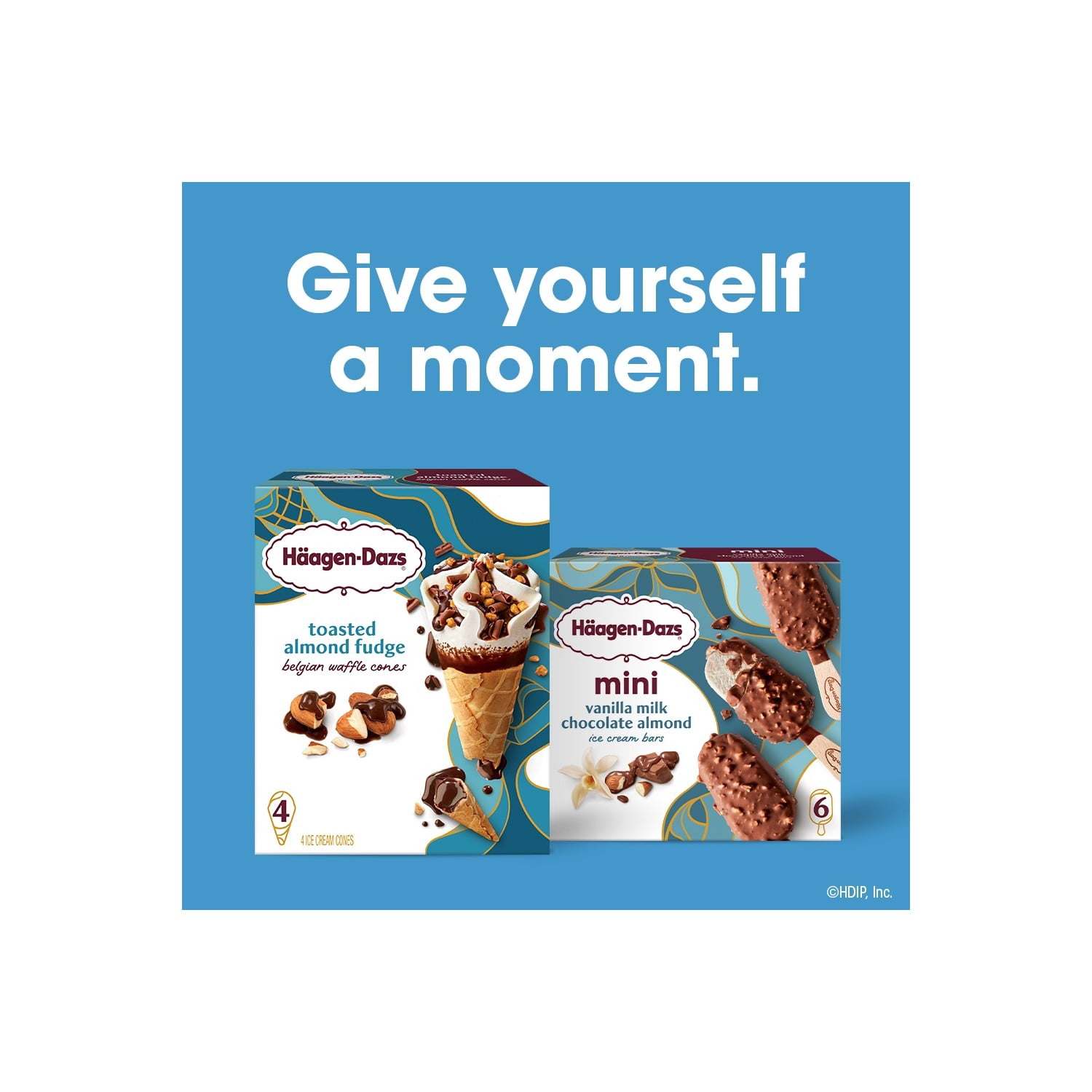 Haagen Dazs Vanilla Milk Chocolate Almond Ice Cream Mini Snack Bars, 6 Ct