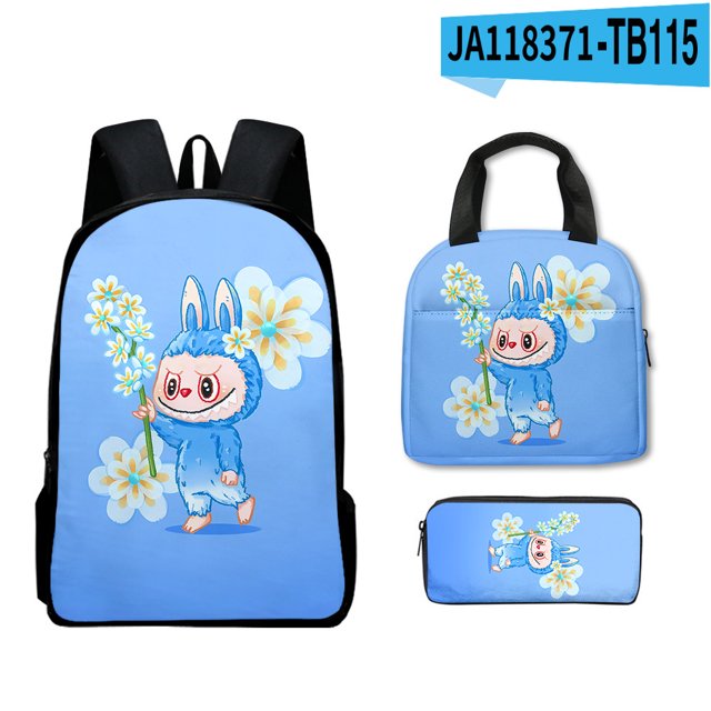 Mario School Backpack Travel Bag Three-piece Lunch Backpack Student Schoolbag Teen School Gift