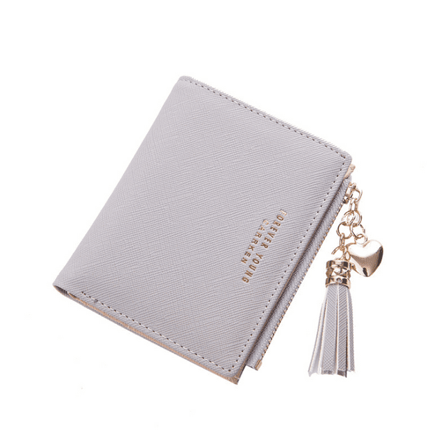 Solid Color Women Short Wallet Leather Button Love Coin Purse Lady Money Bag