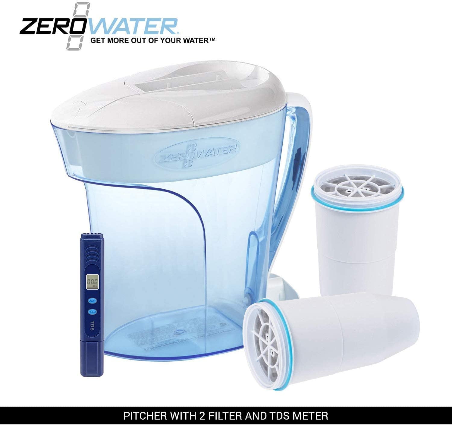 ZP-010, 10 Cup Water Filter Pitcher with Water Quality Meter (Pitcher ...