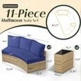 thumbnail image 5 of Jocisland 9 seats Patio Set, Half-Moon Outdoor Couch, with Storage Side Table Wicker Sofa Set, Blue, 5 of 8