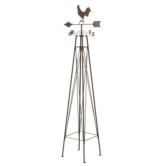 Panacea 86806 74-in Rustic Metal Obelisk Trellis Weathervane Garden Sculpture Mount Pole