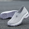 thumbnail image 6 of Women's Woven Orthopedic Breathable Soft Shoes, Lightweight Comfortable Mesh Stretch Sneakers,Go Walking Slip on Foam Shoes (Gray), 6 of 7